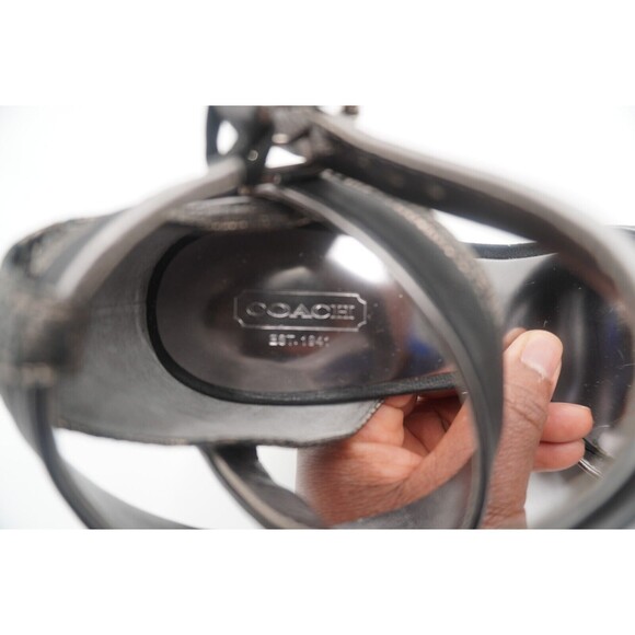 Coach Andrea Open Peep Toe Black Ankle Stiletto Heel Crisscross Strap Size 10 - Picture 15 of 15